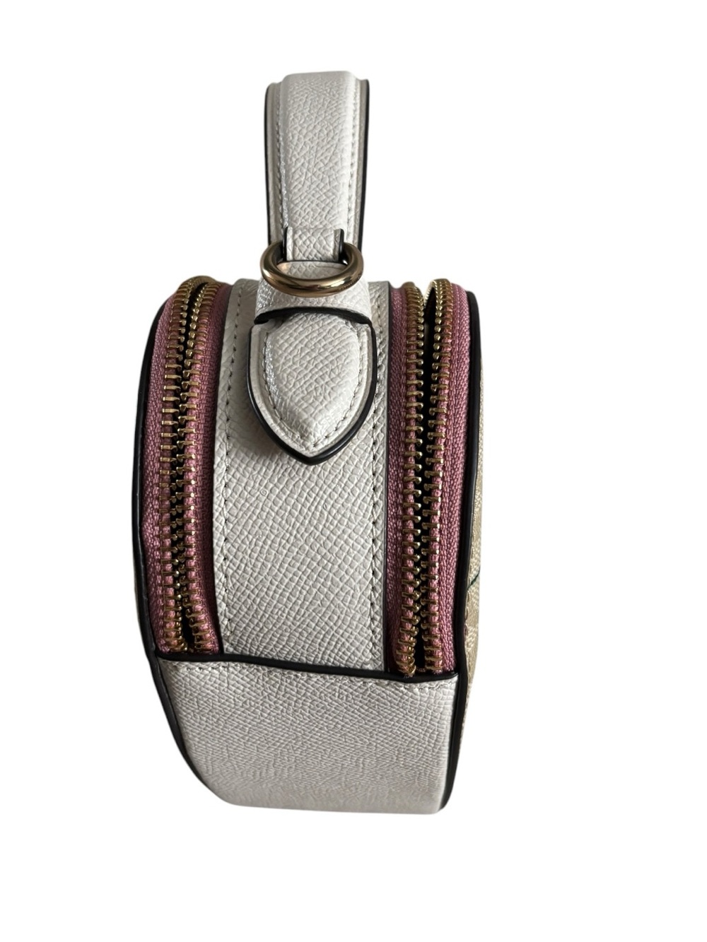 Coach Pink Cherry Print Beige Heart Crossbody - Picture 4 of 13